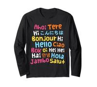 Bonjour Mots Différentes Langues Voyage Enseignant Cours Manche Longue
