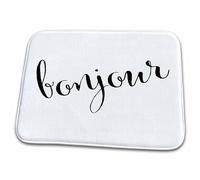 Bonjour Ou Bonjour en Français Tapis De Bain Absorbant Tapis De Douche Antidérapant Paillasson D'Entree pour Extérieur Salon Couloir 40X60 Cm