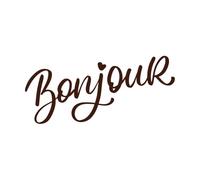 Bonjour Paris phrase lettrage calligraphie pinceau Stickers muraux 30x65.9cm Fourni avec un kit de film de transfert Café
