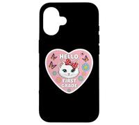 Bonjour, Petite Fille de 1re année, Chaton, Chat, Retour à l'école Coque pour iPhone 16