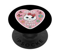 Bonjour, Petite Fille de 1re année, Chaton, Chat, Retour à l'école PopSockets PopGrip Adhésif