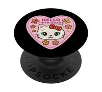 Bonjour, Petite Fille de 5e année, Chaton, Chat, Retour à l'école PopSockets PopGrip Adhésif