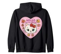 Bonjour, Petite Fille de 5e année, Chaton, Chat, Retour à l'école Sweat à Capuche