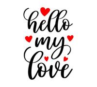Bonjour Saint Valentin mon amour Stickers muraux 57.6x83.7cm Modification et ajout d'informations possibles Noir