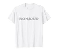 Bonjour, Salutations françaises, écriture hachurée T-Shirt Graphique avec Valeur, Homme, Blanc, M