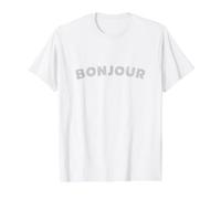 Bonjour, Salutations françaises, écriture hachurée T-Shirt Graphique avec Valeur, Homme, Blanc, M