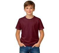 Bonjour - T-shirt d'été à manches courtes pour garçons de 3 à 13 ans - T-shirt vierge uni pour garçons - 100 % coton - Softspun - Uniforme scolaire P.E. Gym, T-shirt pour garçons, bordeaux, 12-13 ans