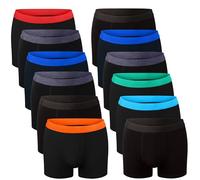 BONJOUR Underwear, lot de 12 Boxer, Noir avec élastique coloré,5-6 ans
