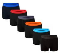 BONJOUR Underwear, lot de 6 Boxer, Noir avec élastique coloré,11-12 ans