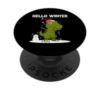 Bonjour Winter Trex Dinosaure Bonhomme de neige PopSockets PopGrip Adhésif