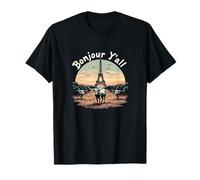 Bonjour Y'all Tour Eiffel Texas Cattle Ranch - Texan français T-Shirt