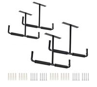 BONJUME Crochets De Plafond, Lot De 4 Crochets Muraux Pour éTagèRe De Plafond De Garage, Crochets D'éChelle Doubles, Organisateur De Cintre De Rangement Robuste Pour éChelle, VéLo, Bois, Outils