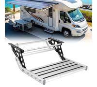 BONJUME Marchepied pour Camping Car, Escabeau Pliable Manuel en Alliage D'Aluminium, Extensible 50,1 X 47,6 X 18,3cm, Pédale Télescopique Antidérapante pour Camping Car Caravane Caravane