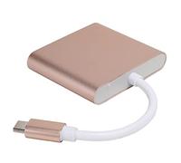 BONKZEBU Adaptateur de Station d'accueil USB C, Interface Multimédia Haute Définition, Convertisseur Hub 3 en 1, Plug and Play, Facile à Transporter pour Cinéma (Or Rose)