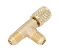 BONKZEBU Adaptateur de Tee de Coupleur Rapide avec Laiton de Base en Laiton 1/4 dans la Structure Robuste SAE pour R22 R12 R134, Adaptateur de Tee Réfrigérant Systèmes HVAC, Adaptateur