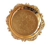 BONKZEBU Assiette à Dessert Ronde en Relief élégante, Plateau Alimentaire de Style Rétro, Disque Décoratif de Gâteau à Finition Brillante, Matériau Métallique 32g (S 48x20x57 pouces)