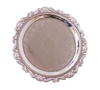 BONKZEBU Assiette à Dessert Ronde en Relief élégante, Plateau Alimentaire de Style Rétro, Disque Décoratif de Gâteau à Finition Brillante, Matériau Métallique 32g (S 48x20x57 pouces)