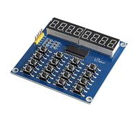 BONKZEBU Carte de Commande MCU TM1638 à 3 Fils de Haute qualité avec Module D'affichage LED à 16 Touches pour, Couleur Bleue, Pratique pour la Numérisation du Clavier