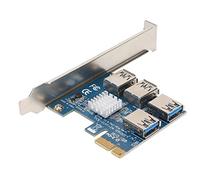 BONKZEBU Carte PCI Express Riser 4 Ports, Conception Enfichable Stable, 4 Ports USB 3.0 pour Les Constructeurs de PC, Bleu