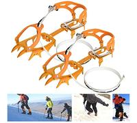 BONKZEBU Crampons à Glace à 14 Dents, Poignées Antidérapantes en Alliage | Crampons de chaussures réglables avec fixation en TPU, pour randonnée sur neige, escalade, marche sur glacier, convient aux