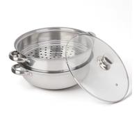 BONKZEBU Cuiseur à Vapeur à 2 Couches en Acier Inoxydable, Double Chaudière à Soupe, Marmite à Vapeur de 11 Pouces pour la Cuisine à Domicile