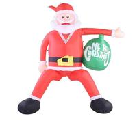 BONKZEBU Décorations D'extérieur Gonflables de Noël de 2,4 M, Père Noël Assis, Décoration Gonflable de 2,4 M, Imperméable au Vent avec Lumières LED pour Les Vacances en Plein Air (Prise UE 220-240V)