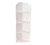 BONKZEBU Étagère d'angle à 4 Niveaux, Bibliothèque Sculptée Creuse WPC | Bibliothèque d\'angle avec joint à mortaise, pour salon, salle de bain, chambre, rangement cosmétique