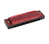 BONKZEBU Harmonica 10 Trous de qualité Supérieure en Instrument de Musique Idéal pour les Amateurs de Musique, Matériau Métallique (Rouge)