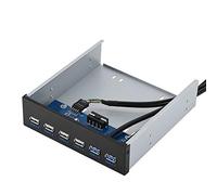 BONKZEBU Hub USB Multifonction sur Panneau Avant 4 USB2.0 2 USB3.0 pour Un Transfert de Données Pratique pour Window2K/XP, Vista, 7, Mac Métal Noir 5,8 X 6,1 X 1,6 Pouces