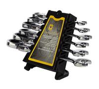 BONKZEBU Jeu de 6 Clés à Cliquet liquet en Acier au Chrome Vanadium avec Surface Chromée Polie, pour la Réparation et L'entretien Automobiles