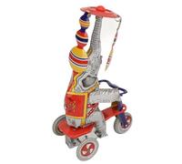 BONKZEBU Jouet en étain Tricycle Éléphant Collection Mécanique Faite à la Main Cadeau Nostalgie pour Adultes Fer 1 unité