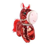 BONKZEBU Jouet en Peluche Cheval à Paillettes, Poupée en Peluche à Paillettes Brillantes pour Enfants et Adultes 7,87x3,94x9,84 Pouces (Or Rouge)