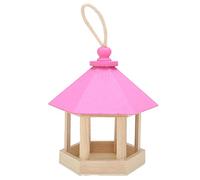 BONKZEBU Mangeoire à Oiseaux Suspendue en Bois, Forme de Maison Hexagonale Solide pour Attirer Les Oiseaux, Nichoir en Bois de 7.8oz pour Jardins Extérieurs