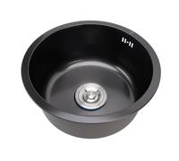 BONKZEBU Mini évier Sous Plan Évier de Bar Rond en Acier Inoxydable Nano Noir à une Cuve avec élégante et Résistance à L'érosion, pour Bar de Cuisine D'un Diamètre Extérie