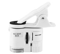 BONKZEBU Mini Microscope à Clamp/Holder pour Téléphone Portable 9595W 60X, Lumière UV LED, Portable pour la Détection de Devises, Sac en Tissu