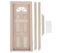 BONKZEBU Porte de Maison de Poupée, Cadre et Porte Miniatures en Bois à Double Fenêtre, Meubles Non Peints pour Le Bricolage, avec Une Finition Exquise pour la Décoration de la Maison de (Porte à
