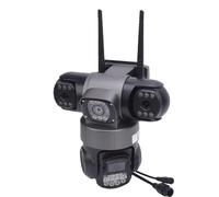 BONKZEBU Triple Lens Security Camera 2MP HD 3 Lens Enregistrement simultané Enregistrement 2,4 GHz WiFi Wireless Motion Detection 2 Voies Talk Indoor Extérieur Absproofing Abs for (Bouchon UE)