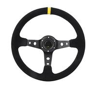 BONKZEBU Volant de Course Universel de 14" avec Bouton de Klaxon, Cadre en Aluminium Durable pour les Amateurs de Course Automobile, Installation Facile pour la Plupart des Véhicules (Jaune)
