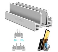 Bonlace Support Vertical Pc Ordinateur Portable, 3 en 1 Support Laptop Triple Fente Porte en Aluminium Réglable Rangement sur Bureau, Support Dock Compatible avec MacBook Pro Air Tablette Smartphone