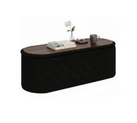 Bonlife Banc Ottoman Ovale avec Espace de Rangement,Repose-Pieds Pliable avec Couvercle, Banc à Boucle pour Pied de lit, Tabouret pour Salon, Chambre à Coucher, entrée, Noir, 110 x 38 x 38 cm