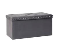 Bonlife Boîte de Rangement Pliable - Pouf de Rangement - Rivets -Repose-Pieds - Siège rembourré - Gris - Velours - 76 x 38 x 38 cm
