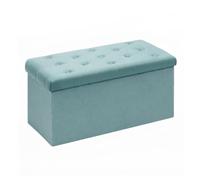 Bonlife Pliable Banc de Rangement Poufs et Repose Pieds Grand Coffre a Jouet Banc avec Espace de Rangement Flanelle Verte 80X40X40cm