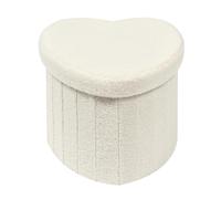 Bonlife Tabouret de Rangement, Pouf Pliable, Coffre de Rangement, pour Salon, Chambre, Dortoir, Charge jusqu'à 150 kg, Blanc, 38x38x38 cm