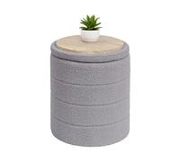 Bonlife Tabouret de Rangement, Rond Pouf Pliable, Coffre de Rangement, pour Salon, Chambre, Dortoir, Charge jusqu'à 120 kg, Gris, 37x37x45 cm