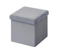 Bonlife Velours Petit Meuble de Rangement Jouet Enfant,Tabouret avec Espace de Rangement Repose Pied Bureau,Tabouret Pliant Pouf Cube 32x32x32cm,Gris