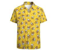 BONLOR Chemise hawaïenne rétro des années 80 pour homme, chemise hawaïenne fantaisie boutonnée, chemise disco amusante, tenues de fête, Bière blanche, Taille XL