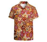 BONLOR Chemise hawaïenne rétro des années 80 pour homme, chemise hawaïenne fantaisie boutonnée, chemise disco amusante, tenues de fête, Années 70, Taille 5XL