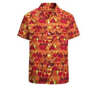 BONLOR Chemise hawaïenne rétro des années 80 pour homme, chemise hawaïenne fantaisie boutonnée, chemise disco amusante, tenues de fête, Échelle de poisson amusante, Taille XL