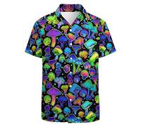 BONLOR Chemise hawaïenne rétro des années 80 pour homme, chemise hawaïenne fantaisie boutonnée, chemise disco amusante, tenues de fête, coloré, Taille XL