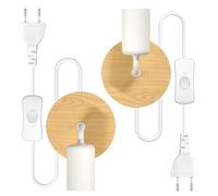 Bonlux 2 unités E27 Lampe murale industrielle à led blanche, applique murale rétro vintage à led pour extérieur, intérieur, support de lampe E27 avec interrupteur (avec prise EU, sans ampoule)